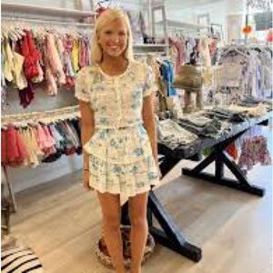 LoveShackFancy Blueberry Cloud Crop Top & Ruffle Skirt Set